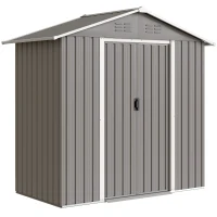 Outsunny 6.5 x 3.5ft Metal Garden Storage Shed - Light Grey(m-1)