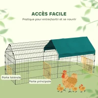 PawHut Parc enclos cage lapin extérieur structure acier avec protection solaire et portes verrouillables 185 x 75 x 75 cm vert(m-5)