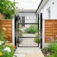 Outsunny Poartă de grădină din metal galvanizat, ușă de grădină cu mâner, încuietoare cu chei închisă, poartă 100x131cm gri închis(m-4)