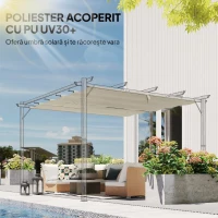 Outsunny Prelată pentru Pergolă cu 10 Orificii de Drenaj, Material Poliester UV30+, Doar Acoperire, 288x298 cm, pentru Pergolă Grădină 3x3m, Bej(m-6)