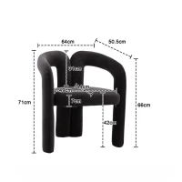 Set 2 sedie da pranzo in tessuto effetto velluto con imbottitura, 64x50.5x71 cm, Nero(m-3)