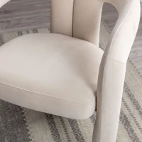 Lot de 2 chaises de salle à manger en velours, chaises décoratives rembourrées, 64x50,5x71 cm, Beige(m-6)