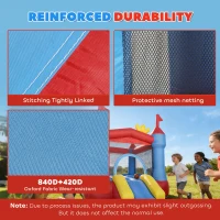 AIYAPLAY Dmuchana zjeżdżalnia z dmuchawą, trampoliną, basenem i pistoletem wodnym, 342 x 255 x 209 cm, niebieska(m-5)