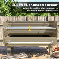 Outsunny Portable BBQ Grill, Charcoal Barbecue Grill with Adjustable Grates, Foldable Legs, Side Shelf for Camping Travel, Khaki(m-5)