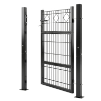 Outsunny Portillon de jardin 100 x 131 cm Portillon de clôture en métal galvanisé avec serrure clés poignée et 2 poteaux Gris foncé