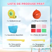 AIYAPLAY Castel Gonflabil pentru Copii 4 în 1, Tobogan, Trambulină, Piscină cu Bile, Coș de Baschet, Mingi de Baschet, Tematică Flamingo, Ventilator, Geantă de Transport, Interior Exterior, 255x230x196cm, Roz(m-8)