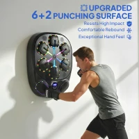 SPORTNOW Muzyczna maszyna bokserska, elektroniczna LED maszyna bokserska z podwójnymi strefami uderzenia, Bluetooth, rękawicami, 9 prędkościami(m-7)