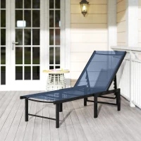 Outsunny Reclining Sun Lounger - Dark Blue(m-8)