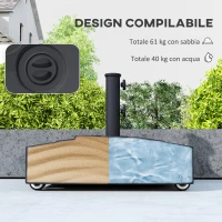 Outsunny Base per Ombrellone a Rotelle con Freni, Riempibile con Acqua o Sabbia, per Pali da Ø35/38/48mm, Nero(m-5)