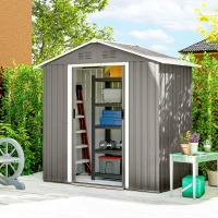 Outsunny 6.5 x 3.5ft Metal Garden Storage Shed - Light Grey(m-2)