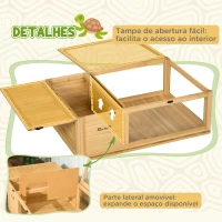 PawHut Terrario para Reptéis Casa para Tartarugas de Madeira com Painéis Laterais Transparentes e Trava 91x60,5x32 cm Madeira(m-5)