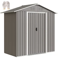 Outsunny 6.5 x 3.5ft Metal Garden Storage Shed - Light Grey(m-10)