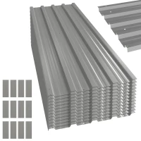 Outsunny Juego de 12 Paneles para Tejado de Acero Galvanizado 7m² para Caseta de Herramientas Cobertizo 129x45cm Gris Claro(m-11)