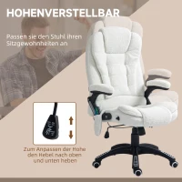 Vinsetto Bürosessel Massagefunktion Massagebürostuhl, Massagefunktion, höhenverstellbar, 67 x 74 x 107-116 cm, Weiß(m-5)