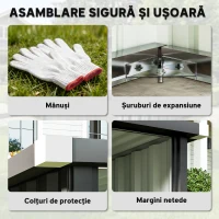 Outsunny Garaj pentru Robot de Tuns Iarba cu Acoperiș Înclinat, Adăpost din Oțel Galvanizat pentru Depozitare, Ușor de Asamblat, 108 x 86 x 62.5 cm, Gri Închis(m-7)