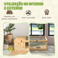 PawHut Terrario para Reptéis Casa para Tartarugas de Madeira com Painéis Laterais Transparentes e Trava 91x60,5x32 cm Madeira(m-4)