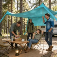 Outsunny Beach Tent Event Shelter with Detachable Sidewall and Carry Bag, for Camping, Trips, Fishing, Picnics, Sky Blue(m-8)