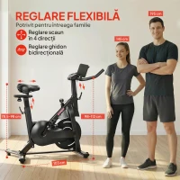 SPORTNOW Bicicletă Fitness pentru Acasă, Bicicletă de Interior cu Rezistență Magnetică Silențioasă, Șa și Ghidon Reglabile(m-5)