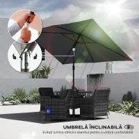 Outsunny umbrelă dreptunghiulară reglabilă balcon mare impermeabilă parasolar dreptunghiular portabil pentru exterior umbrele umbră soare oblong(m-4)
