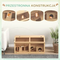 PawHut Klatka dla chomików syryjskich i karłowatych, z platformą, wiszącym mostkiem, chatką, 85x45x44 cm(m-4)