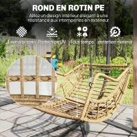 Outsunny Fauteuil suspendu en résine tressée avec support, chaise suspendue, coussin, attache de sécurité, hauteur réglable, gris(m-6)