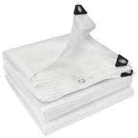 Outsunny Prelată impermeabilă 4 x 6 m 140g/m² prelată textilă robustă rezistentă la rupere rezistentă la UV prelată de protecție cu inele întărite Alb(m-1)