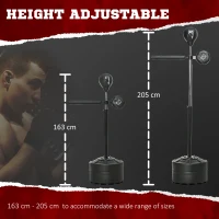 SPORTNOW Adjustable Speed Bag, Boxing Bag, with Stand, Reflex Bar, Punching Pad, Black(m-5)