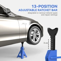 HOMCOM Podpórka warsztatowa, zestaw 2 sztuk, udźwig 3 tony, 13-stopniowa regulacja wysokości od 385 mm do 600 mm, niebieska(m-4)