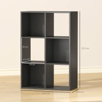 HOMCOM Libreria a Cubi con 6 Ripiani Design Moderno in Legno, 61.5x29.5x91.5 cm, Nero(m-3)