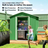 Outsunny 6.5 x 3.5ft Metal Garden Storage Shed - Green(m-4)