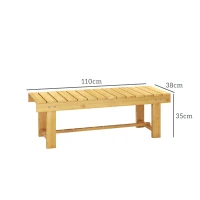 Outsunny Tuinbank 2-zits zitbank houten bank tuinmeubelen massief hout naturel 1,1 m(m-3)