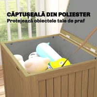 Outsunny Bancă de Exterior 130L, Capac, Cutie Lemn cu Balamale și Curea(m-5)
