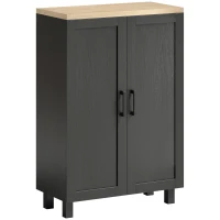 HOMCOM Bufet de Living Îngust cu 2 Uși Dulap de Bucătărie cu Poliță Reglabilă pentru Hol 60x30x90 cm Negru(m-1)