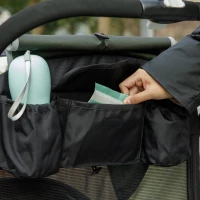 PawHut Foldable Pet Stroller for Large Dogs with Four Big Wheels, Shock-Absorbing Frame, Safety Leashes, Brakes, Dark Green(m-11)