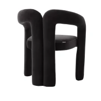 Set 2 sedie da pranzo in tessuto effetto velluto con imbottitura, 64x50.5x71 cm, Nero(m-11)