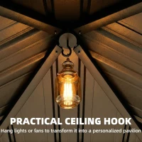 Outsunny Tuinpaviljoen ca. 3 x 3 m Aluminium Paviljoen met Stalen Hardtop-Dak, Muggennet en 4 Zijwanden, UPF50+(m-7)