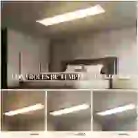 HOMCOM Conjunto de 4 Candeeiros de Teto Reguláveis em Cor com Interruptor DIP e de Parede 3000K/4000K/6000K 120x30x3,7 cm Branco(m-4)