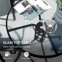 Outsunny Five-Piece Steel Patio Set, with Glass-Top Table - Dark Blue(m-6)