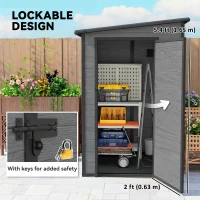 Outsunny 4'x5' Garden Storage Shed, Lean to Shed, Lockable Garden Shed with Window, Vent and Plastic Roof, Wood-Effect(m-6)