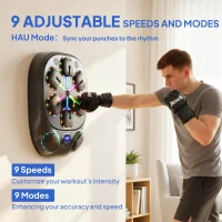 SPORTNOW Muzyczna maszyna bokserska, elektroniczna LED maszyna bokserska z podwójnymi strefami uderzenia, Bluetooth, rękawicami, 9 prędkościami(m-4)