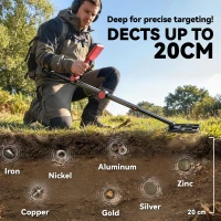 Outsunny Metaaldetector IP68 Waterdicht Opvouwbaar Metaalzoeker met 4 Modi Koptelefoon Schep Draagtas LCD-Scherm(m-5)