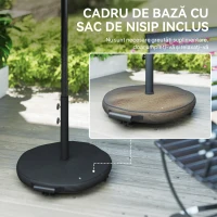 Outsunny Umbrelă 3x3 m cu Bază, Sac de Nisip, Manivelă, Gri Închis(m-4)