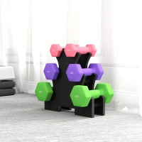 SPORTNOW Hex Dumbbells Set with Dumbbell Rack, Hand Weights for Strength Training Weight Lifting,  2 x 1kg, 2 x 2kg, 2 x 3kg(m-9)