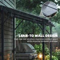 Outsunny Pawilon Grillowy 2,44 x 1,48 m z Pochyłym Dachem, Altana Ogrodowa z Ochroną UV 50+, Ciemnoszary(m-4)
