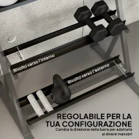 SPORTNOW Porta Pesi, Rastrelliera Manubri Regolabile a 3 Livelli, Acciaio, Nero(m-5)