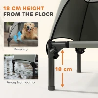 PawHut Elevated Dog Bed with Removable Canopy, Pet Bed with Storage Bag for Indoor Outdoor, for Large Dogs, 106 x 76 x 99 cm, Light Grey(m-5)