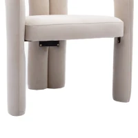 Lot de 2 chaises de salle à manger en velours, chaises décoratives rembourrées, 64x50,5x71 cm, Beige(m-8)