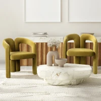 Set 2 sedie da pranzo in tessuto effetto velluto con imbottitura, 64x50.5x71 cm, Verde Oliva(m-1)