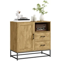 HOMCOM Buffet, meuble de rangement avec 2 tiroirs, compartiment ouvert et étagère réglable, 80l x 40P x 78H cm, naturel(m-11)