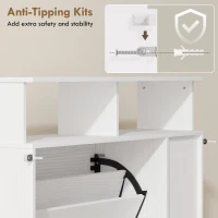 HOMCOM Dulap pentru pantofi, dulap de pantofi, 2 sertare rabatabile, compartimente deschise și raft reglabil, alb(m-5)